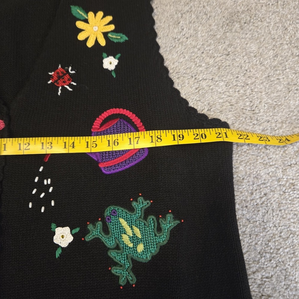 Mandal Bay 90s Spring Size Embroidered XL Black Vest Cotton Blend Whimsical - Picture 8 of 10